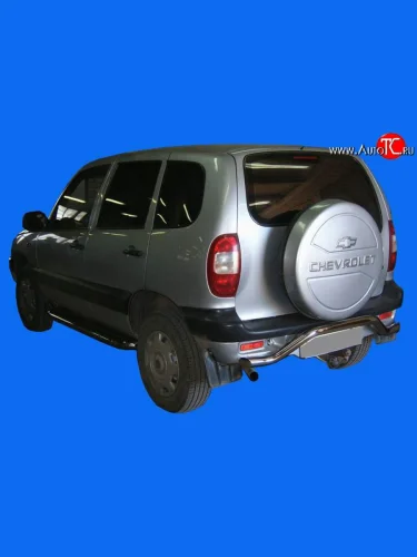 Защита заднего бампера из изогнутой трубы с боковыми загибами Сталь-мастер диаметром 60 мм Лада ВАЗ 2123 (Нива Шевроле) дорестайлинг (2002-2008)