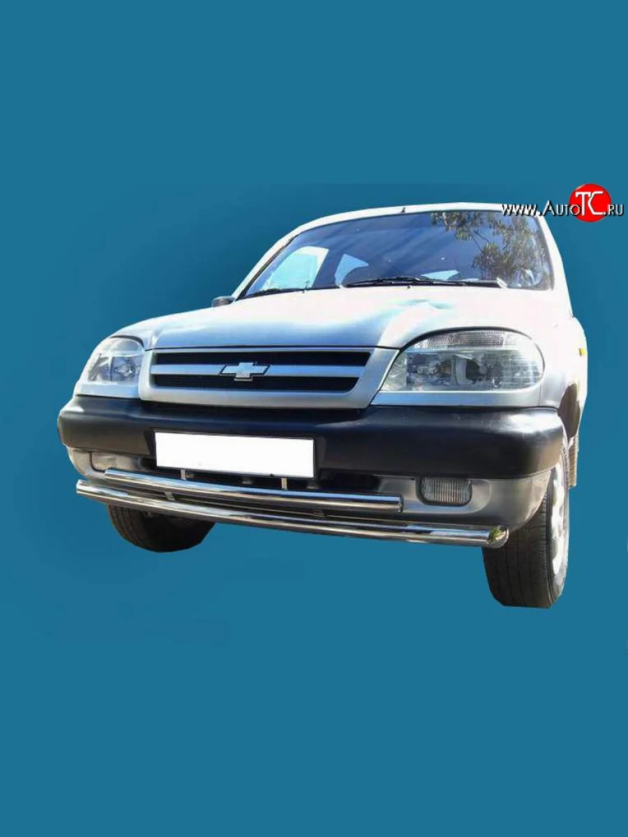 Двойная защита переднего бампера Сталь-мастер из труб диаметром по 60 мм Chevrolet Niva 2123 дорестайлинг (2002-2008)  в Керчи Республика Крым