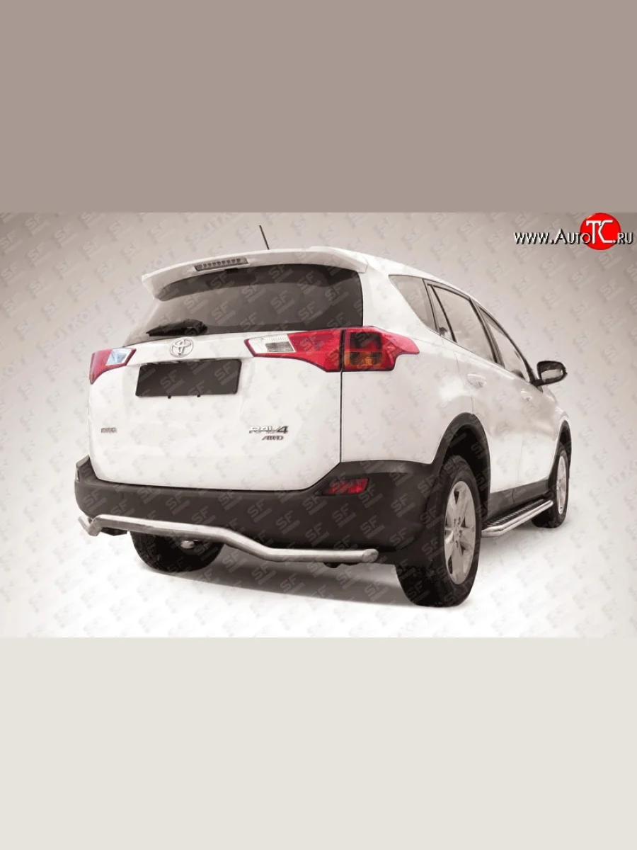 Защита заднего бампера из фигурной трубы диаметром 57 мм Slitkoff Toyota RAV4 XA40 5 дв. дорестайлинг (2012-2015) (Цвет: нержавеющая полированная сталь)  в Керчи Республика Крым