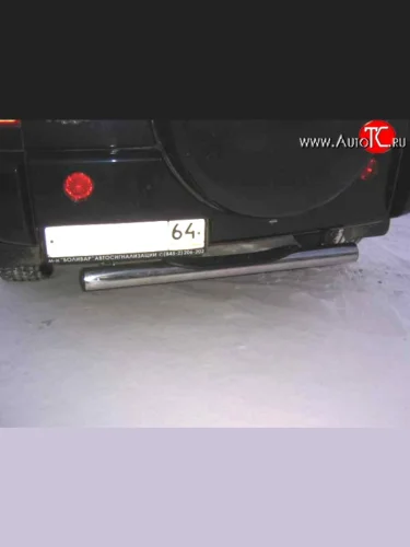 Защита заднего бампера из трубы диаметром 76 мм с пластиковой вставкой Slitkoff (Нержавейка) Chery Tiggo T11 (2005-2013) дорестайлинг