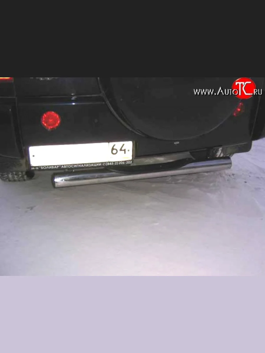 Защита заднего бампера из трубы диаметром 76 мм с пластиковой вставкой Slitkoff Chery Tiggo T11 дорестайлинг (2005-2013) (Нержавейка, Полированная)  в Керчи Республика Крым