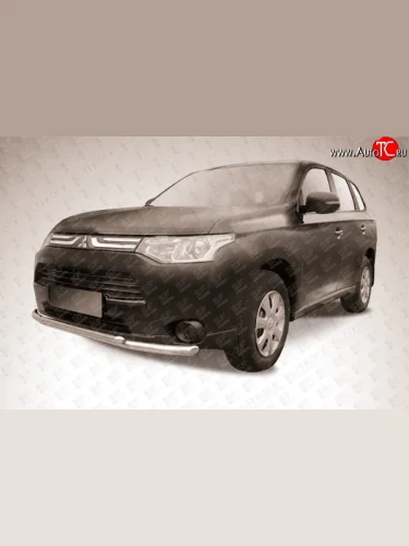 Двойная защита переднего бампера из двух труб диаметром 57 и 42 мм Slitkoff (Нержавейка) Mitsubishi Outlander  GF (2012-2014) дорестайлинг