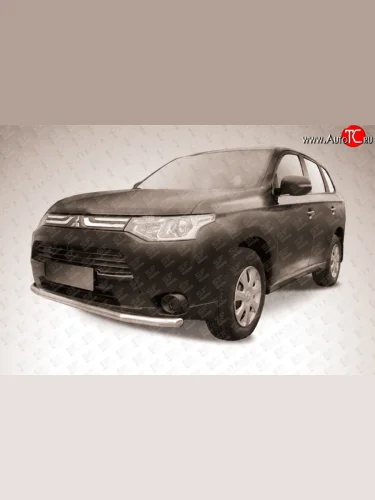 Защита переднего бампера из длинной трубы диаметром 57 мм Slitkoff (Нержавейка) Mitsubishi Outlander GF дорестайлинг (2012-2014)