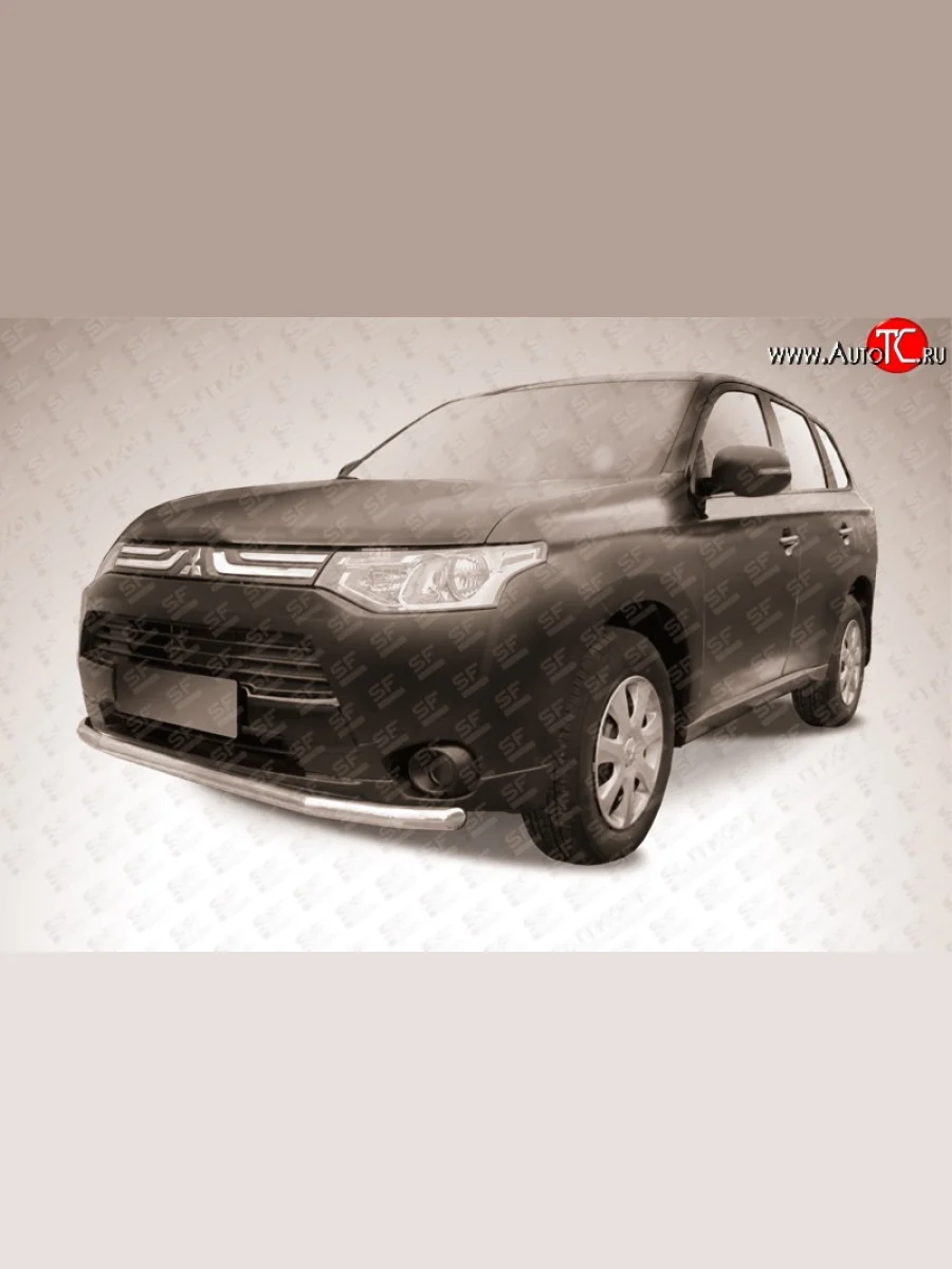 Защита переднего бампера из длинной трубы диаметром 57 мм Slitkoff Mitsubishi Outlander GF дорестайлинг (2012-2014) (Нержавейка, Полированная)  с доставкой в г. Керчь