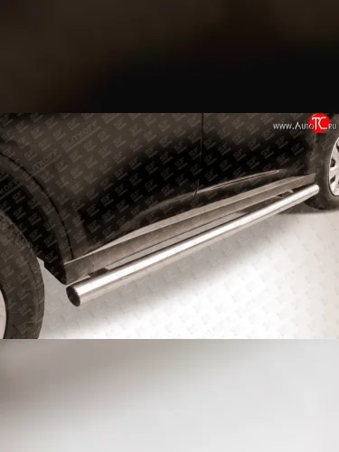 Защита порогов из круглой трубы диаметром 57 мм Slitkoff (Нержавейка) Mitsubishi Outlander GF дорестайлинг (2012-2014)