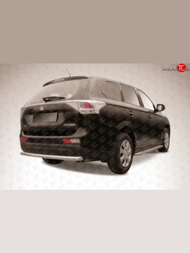 Одинарная защита заднего бампера из трубы диаметром 57 мм Slitkoff (Нержавейка) Mitsubishi Outlander GF дорестайлинг (2012-2014)