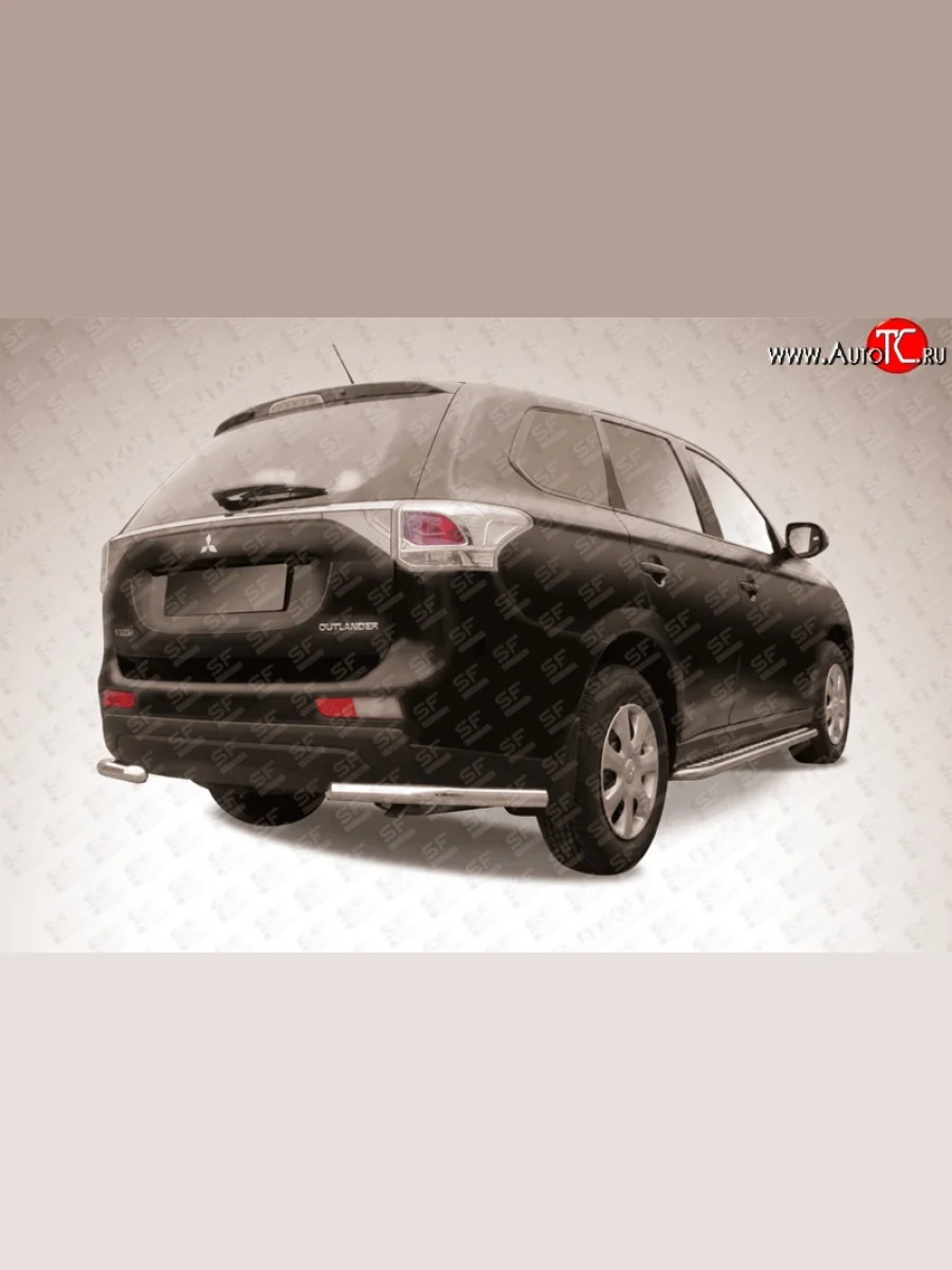 Защита заднего бампера из двух боковых уголков диаметром 57 мм Slitkoff Mitsubishi Outlander GF дорестайлинг (2012-2014) (Нержавейка, Полированная)  с доставкой в г. Керчь