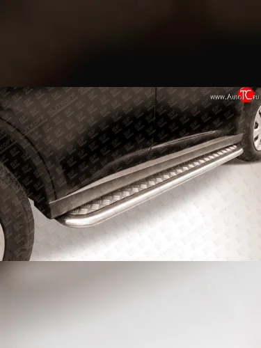 Широкая защита порогов Slitkoff Mitsubishi Outlander  GF (2012-2014) дорестайлинг