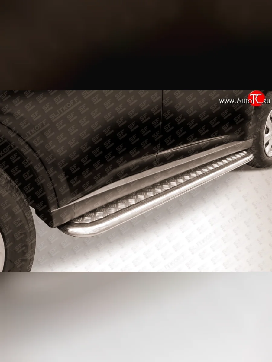 Широкая защита порогов Slitkoff  Mitsubishi Outlander (2012-2014) GF  с доставкой в г. Керчь