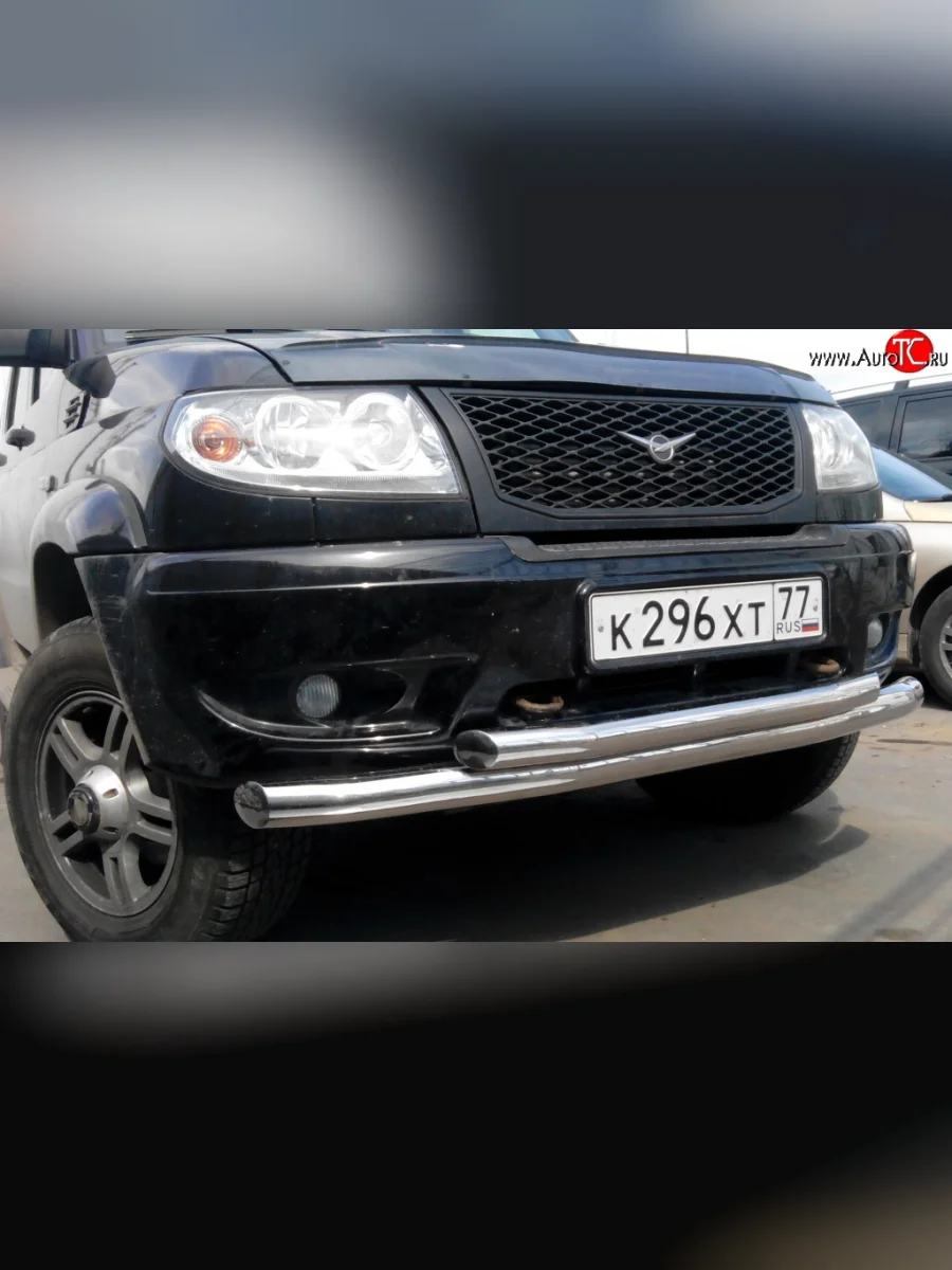 Двойная защита переднего бампера из труб диаметром 76 и 63.5 мм Ralex Tuning  Уаз Патриот (2005-2013) 3163 5 дв.  с доставкой в г. Керчь