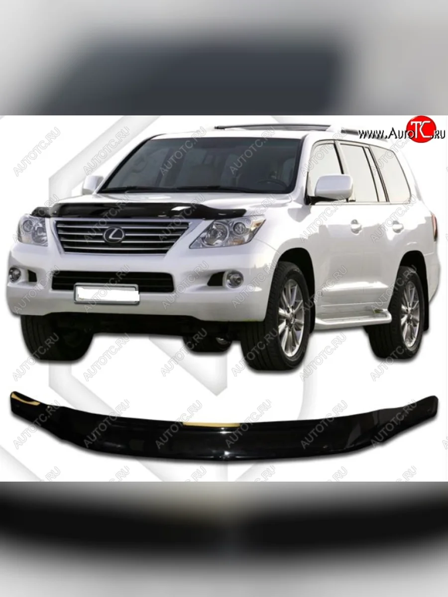 Дефлектор капота CA-Plastic Lexus LX570 J200 дорестайлинг (2007-2012) (серия Classic черный, Без надписи)  в Керчи Республика Крым