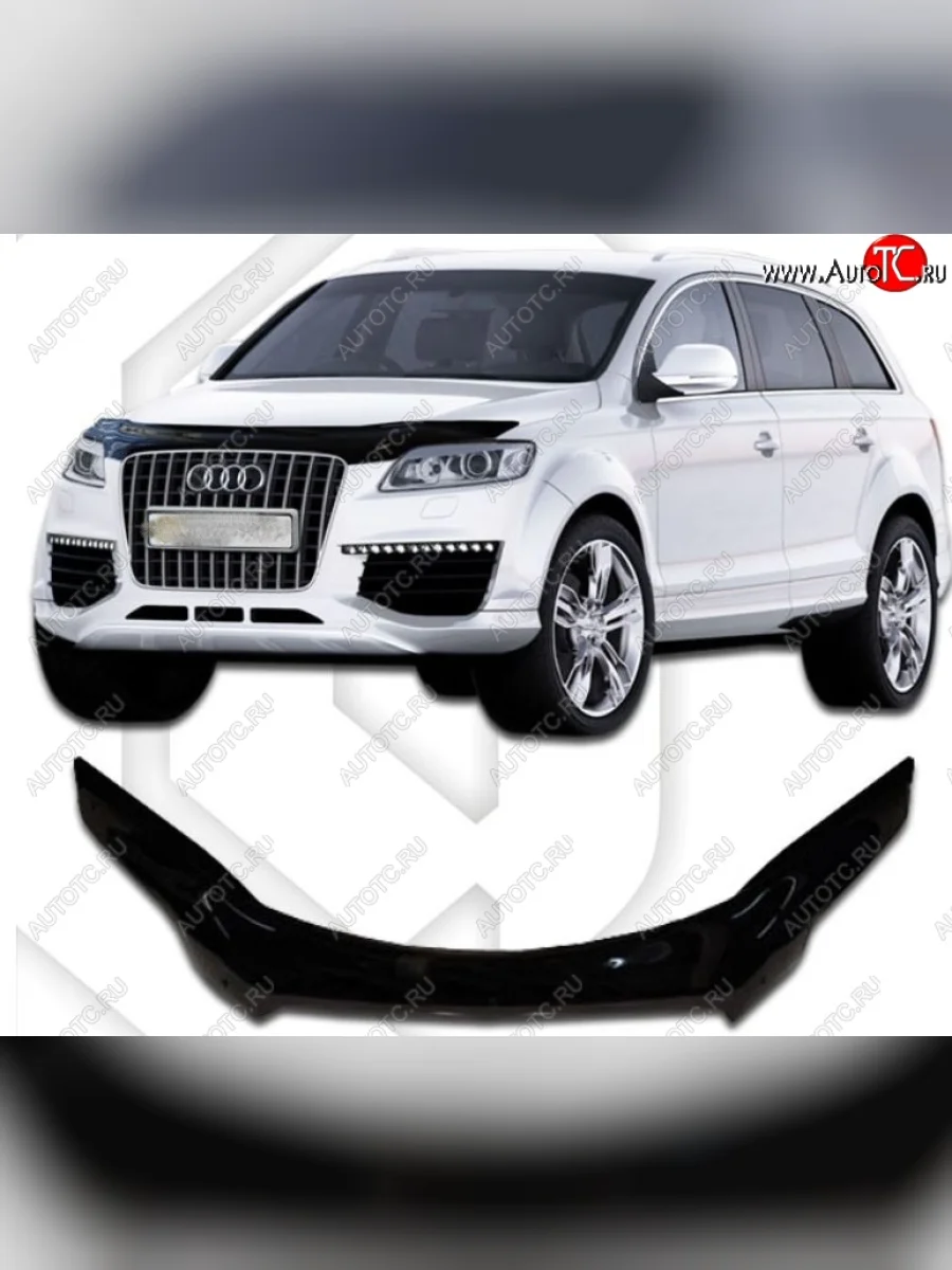 Дефлектор капота CA-Plastic exclusive Audi Q7 4L дорестайлинг (2005-2009) (Classic черный, Без надписи)  с доставкой в г. Керчь