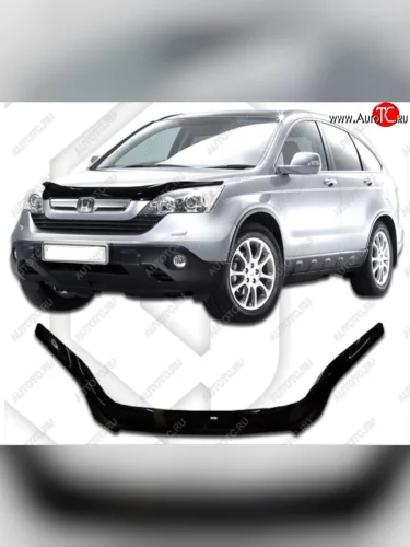 Дефлектор капота CA-Plastic (Classic черный) Honda CR-V RE1,RE2,RE3,RE4,RE5,RE7 дорестайлинг (2007-2010)