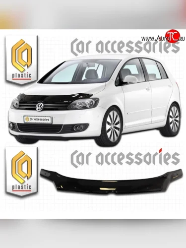 Дефлектор капота CA Plastic (Classic черный) Volkswagen Golf Plus  6 (2009-2014)