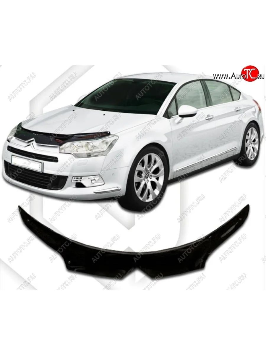 Дефлектор капота CA-Plastic exclusive CITROEN C5 RD дорестайлинг, седан (2008-2017) (Classic черный, Без надписи)  в Керчи Республика Крым