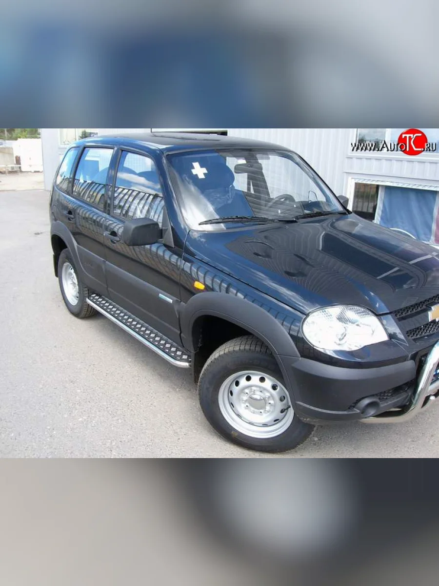 Широкая защита порогов Сталь-мастер с трубой диаметром 53 мм (рестайлинг) Лада ВАЗ 2123 (Нива Шевроле) 1 рестайлинг (2009-2020)  в Перми Пермском крае