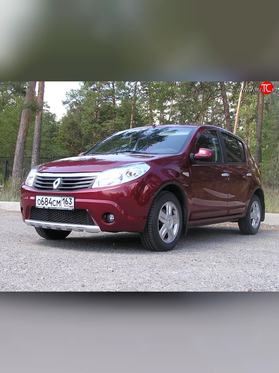 Низкая накладка Kart на передний бампер Renault Sandero 1 (2009-2014) (Неокрашенная)  в Керчи Республика Крым