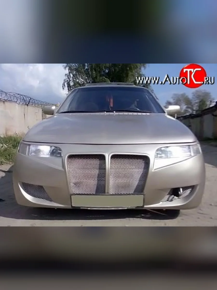 Передний бампер BMW Style под штатную оптику Лада ВАЗ 2110 седан (1995-2007) (Неокрашенный)  в Перми Пермском крае