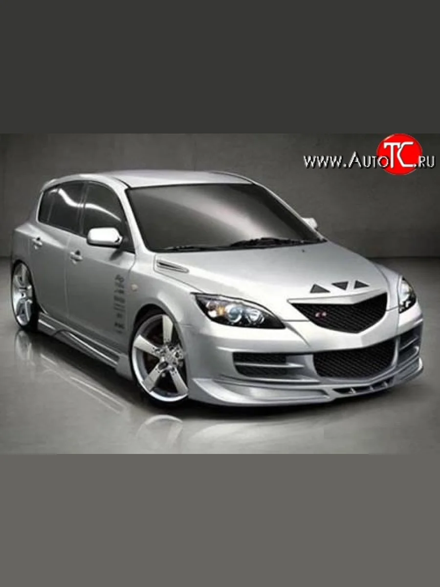 Передний бампер EXS Mazda 3/Axela BK дорестайлинг, хэтчбэк (2003-2006) (Неокрашенный)  в Керчи Республика Крым
