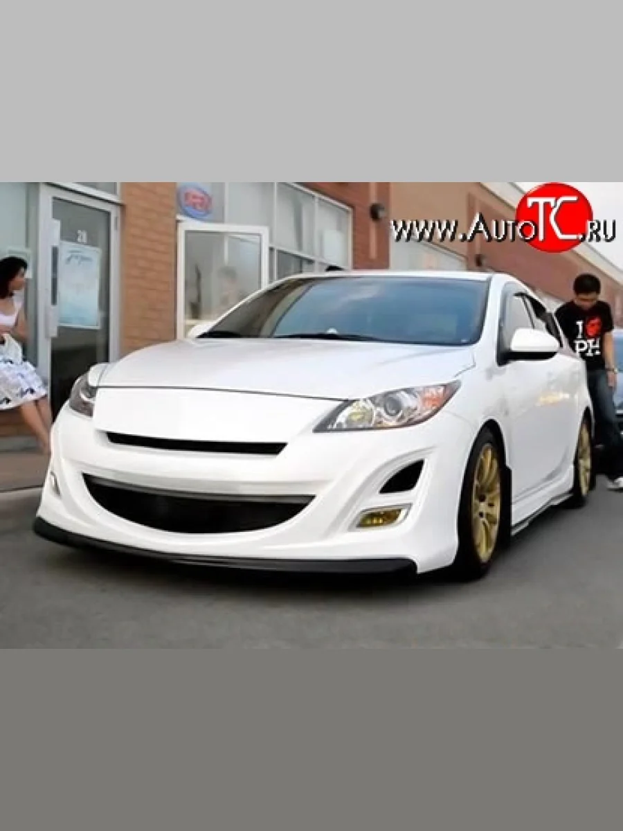 Передний бампер AutoEXE Mazda 3/Axela BL дорестайлинг, хэтчбэк 5 дв. (2009-2011) (Без сетки, Неокрашенный)  с доставкой в г. Керчь