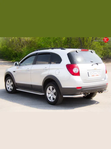 Защита порогов из круглой трубы диаметром 51 мм Petroil Tuning (Нержавейка) Chevrolet Captiva (2011-2013) 1-ый рестайлинг