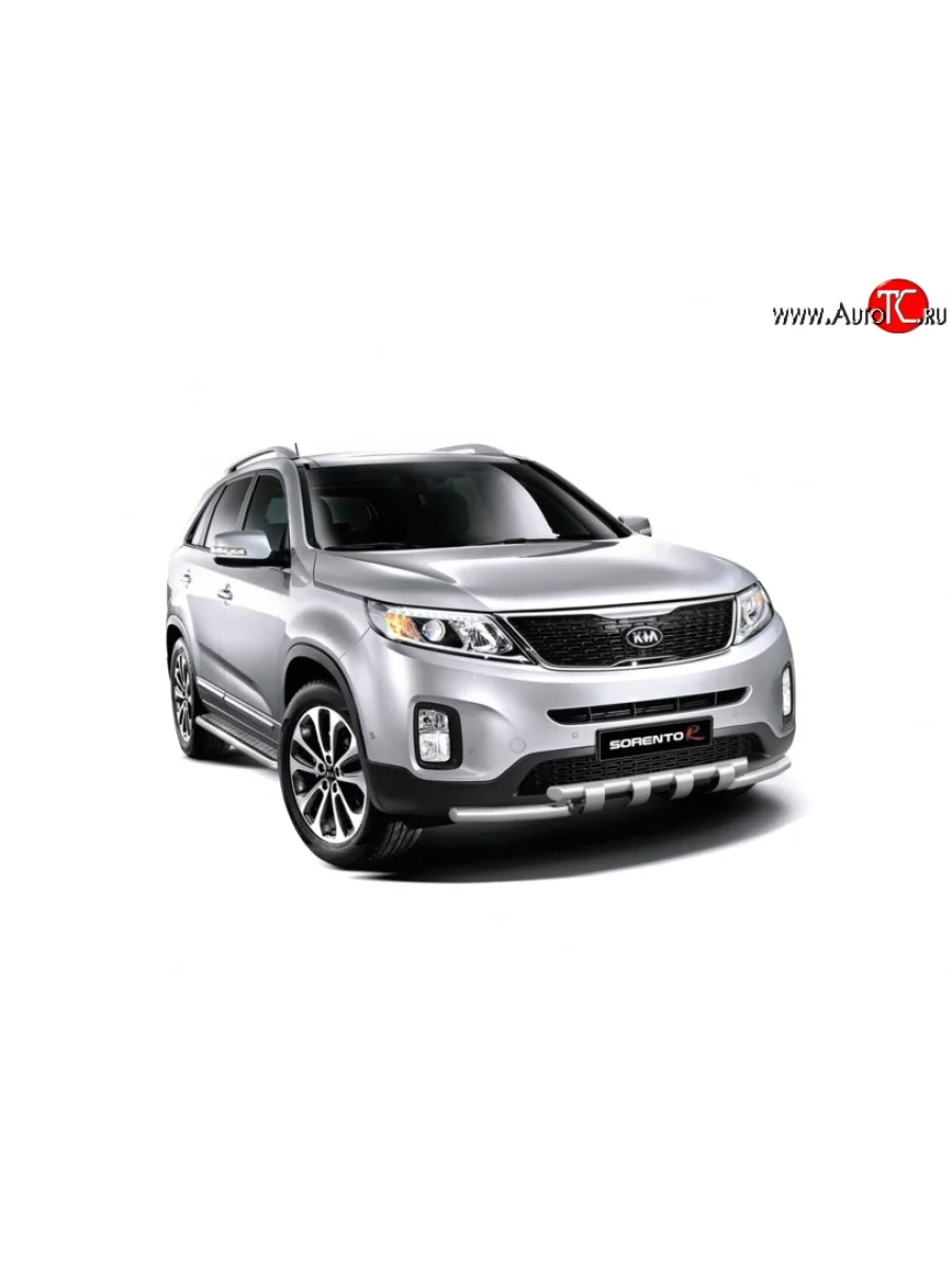 Широкая защита порогов Petroil Tuning KIA Sorento XM рестайлинг (2012-2015) (Нержавеющая полированная сталь)  в Керчи Республика Крым