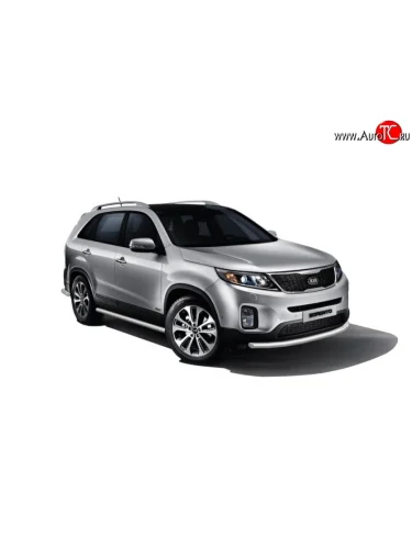 Защита порогов из круглой трубы диаметром 63 мм Petroil Tuning (Нержавеющая полированная сталь) KIA Sorento  XM (2012-2015) рестайлинг