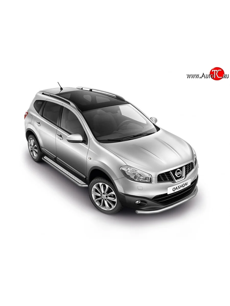 Широкая защита порогов Petroil Tuning Nissan Qashqai 1 J10 рестайлинг (2010-2013) (Нержавеющая полированная сталь)  в Перми Пермском крае
