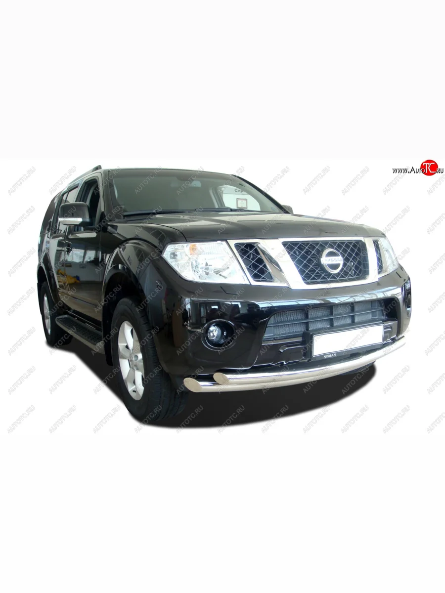 Двойная защита переднего бампера из труб диаметрами по 63 мм Petroil Tuning  Nissan Pathfinder (2004-2007) R51  в Самаре Самарской области