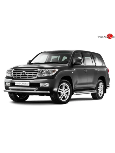 Защита порогов Petroil Tuning из круглой трубы диаметром 63 мм Toyota Land Cruiser  200 (2007-2012) дорестайлинг