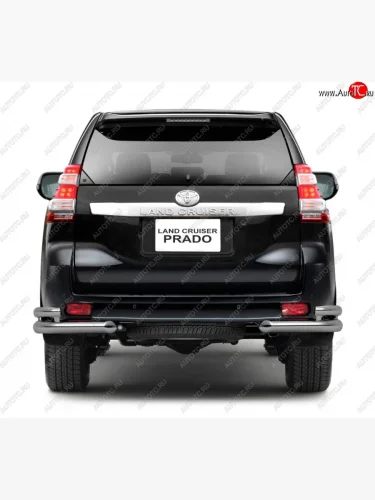 Защита заднего бампера Petroil Tuning 63/51 мм (Нержавеющая полированная сталь) Toyota Land Cruiser Prado  J150 (2009-2013) дорестайлинг