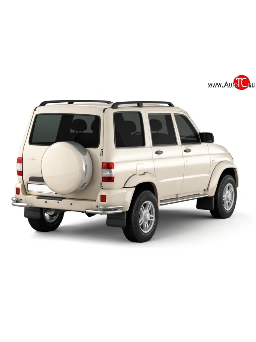 Защита заднего бампера из двойных боковых уголков с диаметром труб 63 и 51 мм Petroil Tuning Уаз Патриот 3163 5 дв. дорестайлинг (2005-2013)  в Перми Пермском крае