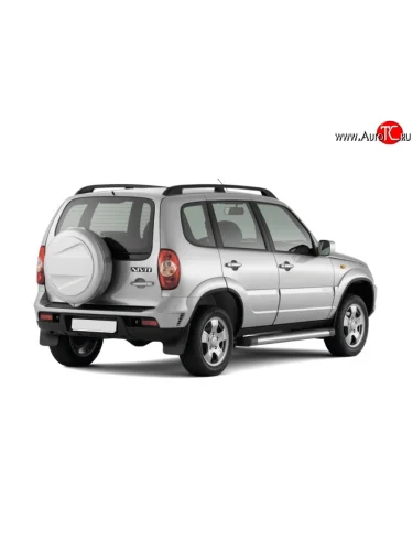 Защита порогов (подножки) из трубы Ø 63 площадкой (металл в пластиковом корпусе) Petroil Tuning (Нержавеющая полированная сталь) Chevrolet Niva  2123 (2009-2020), Лада ВАЗ 2123 (Нива Шевроле) (2009-2021)