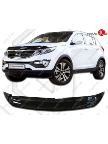 Дефлектор капота CA-Plastic (серия Classic черный) KIA Sportage  3 SL (2010-2016) дорестайлинг, рестайлинг
