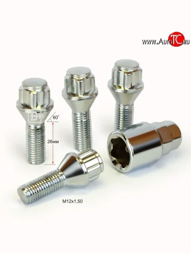 Колёсный болт длиной 26 мм Вектор M12 1.5 26 секретка (комплект) (пос. место: конус) Toyota Corolla E120 седан рестайлинг (2004-2007) 