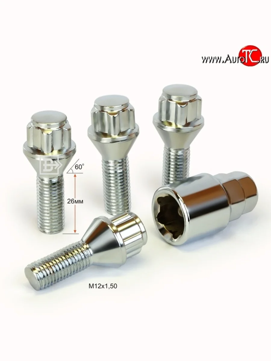 Колёсный болт длиной 26 мм Вектор M12 1.5 26 секретка (комплект) (пос. место: конус) Seat Toledo Mk1 седан (1991-1999)