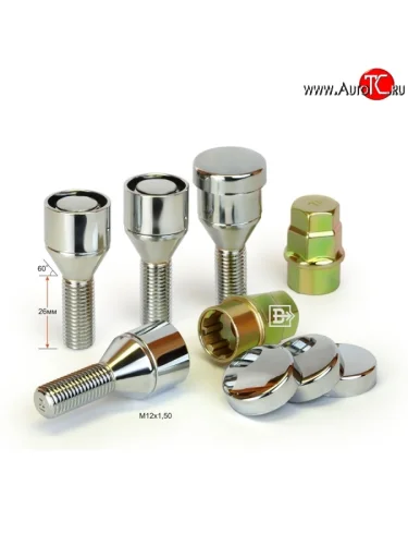 Колёсный болт длиной 26 мм Вектор M12 1.5 26 секретка (комплект) (пос. место: конус) 