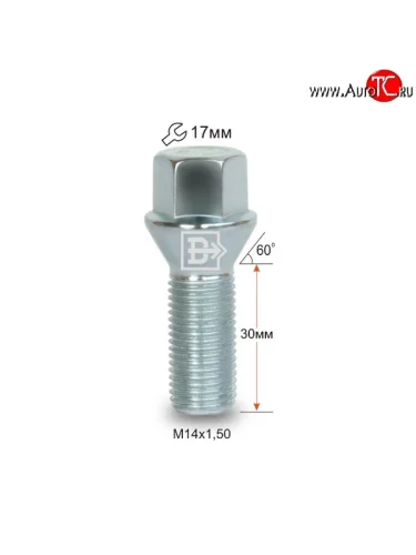 Колёсный болт длиной 30 мм Вектор M14 1.5 30 под гаечный ключ Audi A4 B7 седан (2004-2008) 