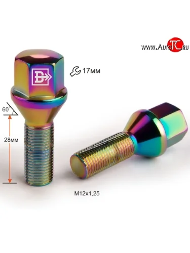 Колёсный болт длиной 28 мм Вектор M12 1.25 28 под гаечный ключ Dong Feng Aeolus Yixuan Max (2021-2025) 