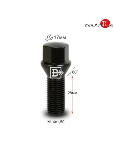 Колёсный болт длиной 28 мм Вектор M14 1.5 28 под гаечный ключ Audi A4 B7 седан (2004-2008) 