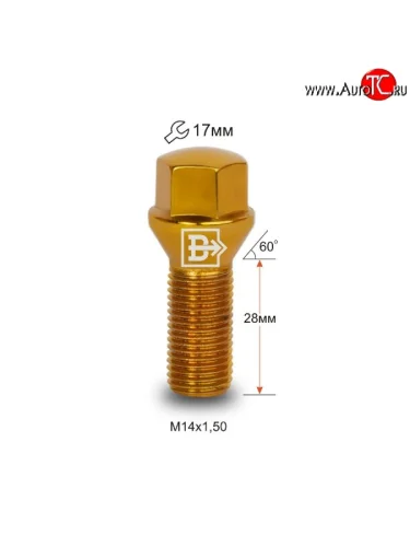 Колёсный болт длиной 28 мм Вектор M14 1.5 28 под гаечный ключ Audi A4 B7 седан (2004-2008) 