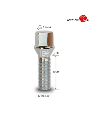 Колёсный болт длиной 30 мм Вектор M14 1.5 30 под гаечный ключ Audi A4 B7 седан (2004-2008) 
