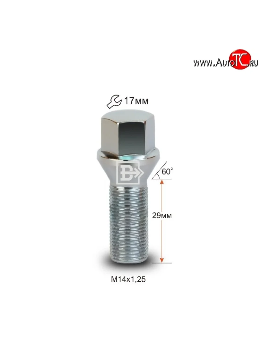 Колёсный болт длиной 29 мм Вектор M14 1.25 29 под гаечный ключ (пос.место: конус) BMW 8 серия G15 купе рестайлинг (2022-2023)