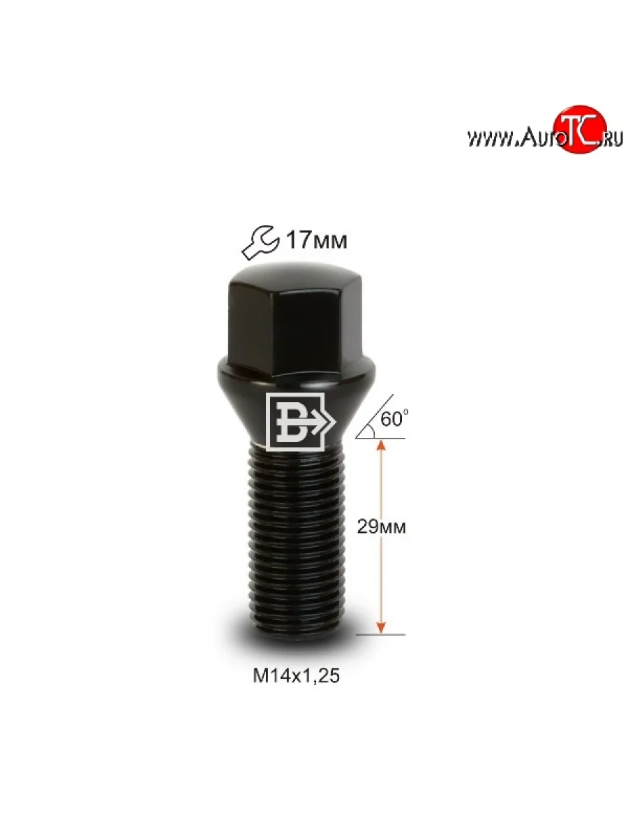 Колёсный болт длиной 29 мм Вектор M14 1.25 29 под гаечный ключ (пос.место: конус) BMW 8 серия G15 купе рестайлинг (2022-2023)