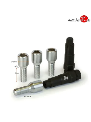 Колёсный болт длиной 28 мм Вектор M12 1.25 28 секретка (комплект) (пос. место: конус) 