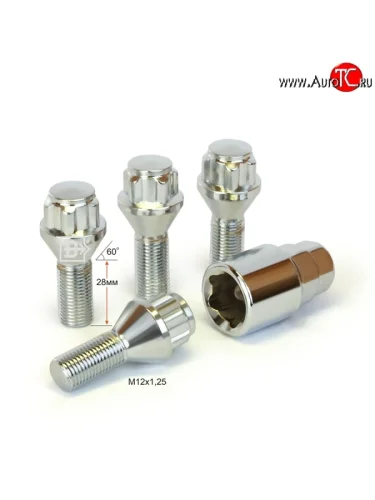 Колёсный болт длиной 28 мм Вектор M12 1.25 28 секретка (комплект) (пос. место: конус) Dong Feng Aeolus Yixuan Max (2021-2025) 
