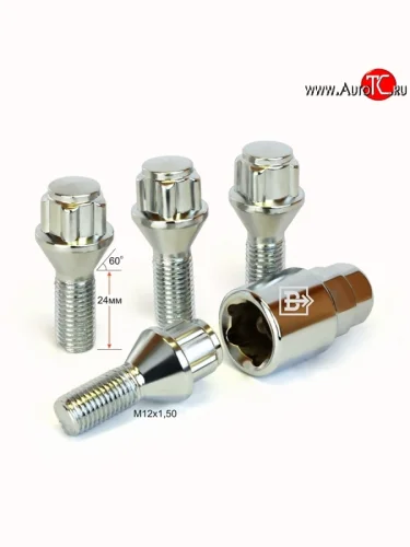 Колёсный болт длиной 24 мм Вектор M12 1.5 24 секретка (комплект) (пос. место: конус) 
