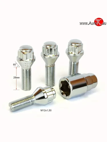 Колёсный болт длиной 28 мм Вектор M12 1.5 28 секретка (комплект) (пос. место: конус) 