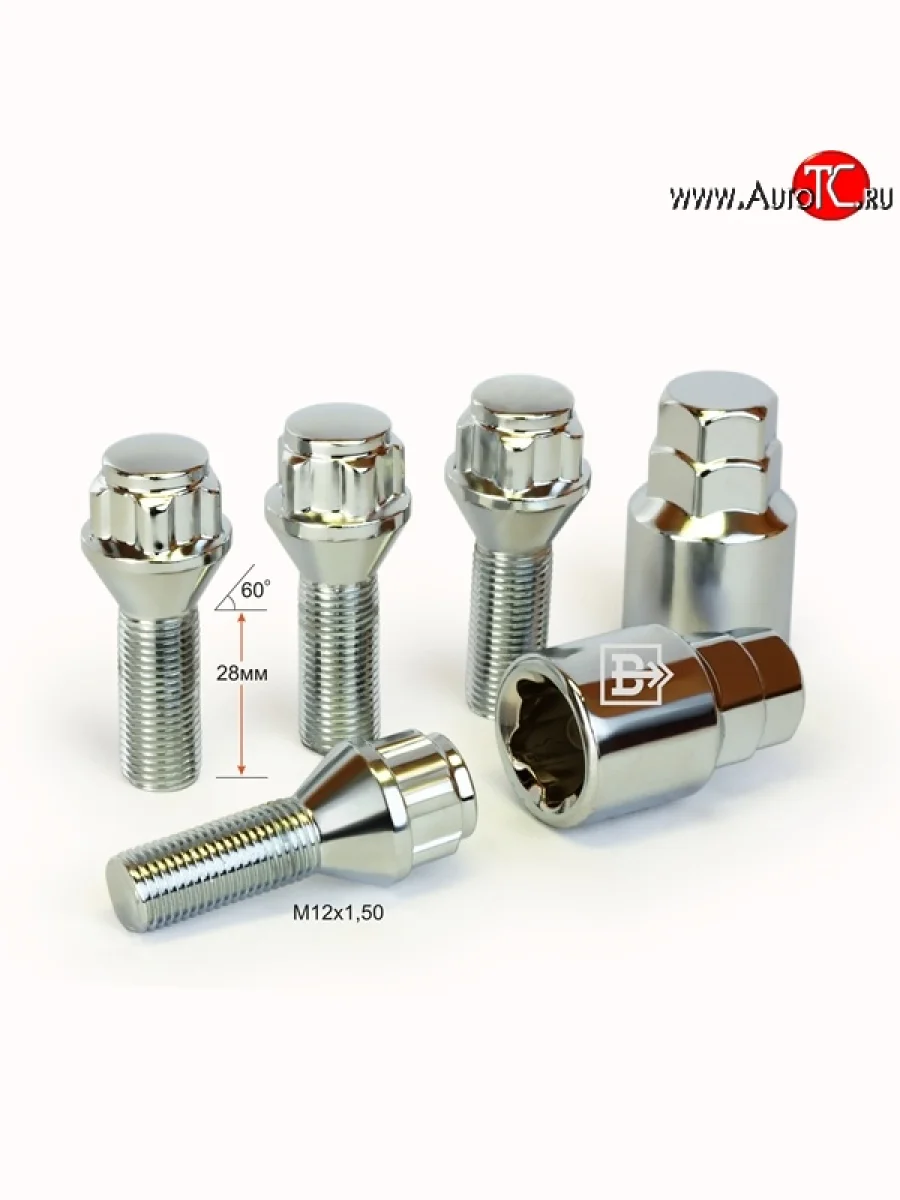 Колёсный болт длиной 28 мм Вектор M12 1.5 28 секретка (комплект) (пос. место: конус)    в Воронеже Воронежской области