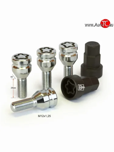 Колёсный болт длиной 28 мм Вектор M12 1.25 28 секретка (комплект) (пос. место: конус) 